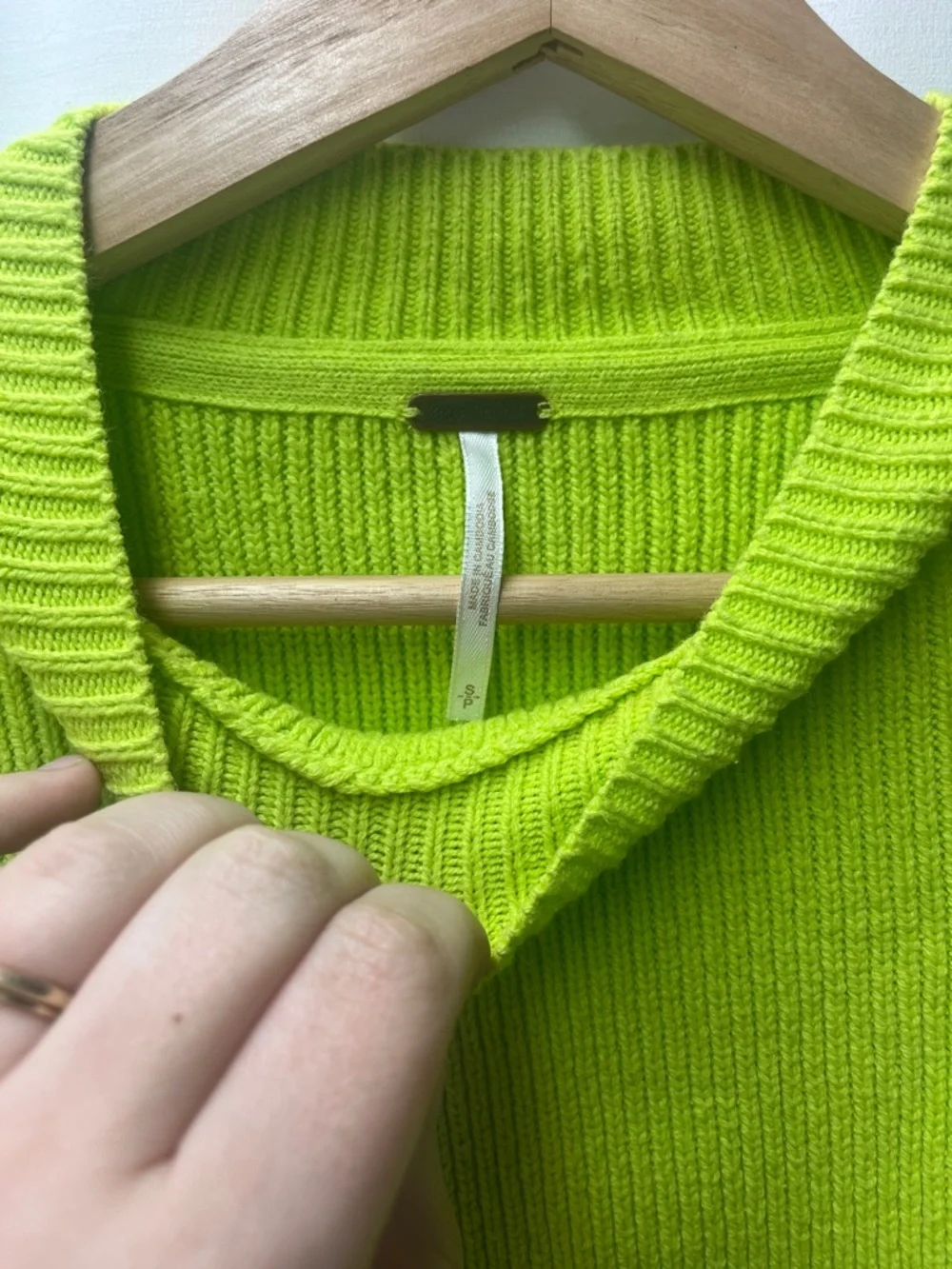 Free People Easy Street Bright Lime Green Oversized Slouchy Sweater- S